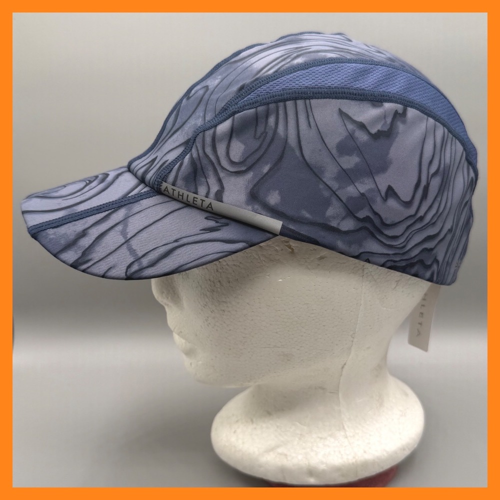 Athleta Run Cap in Supersonic Blue Gray Print Running Hat One Size NWT 656892